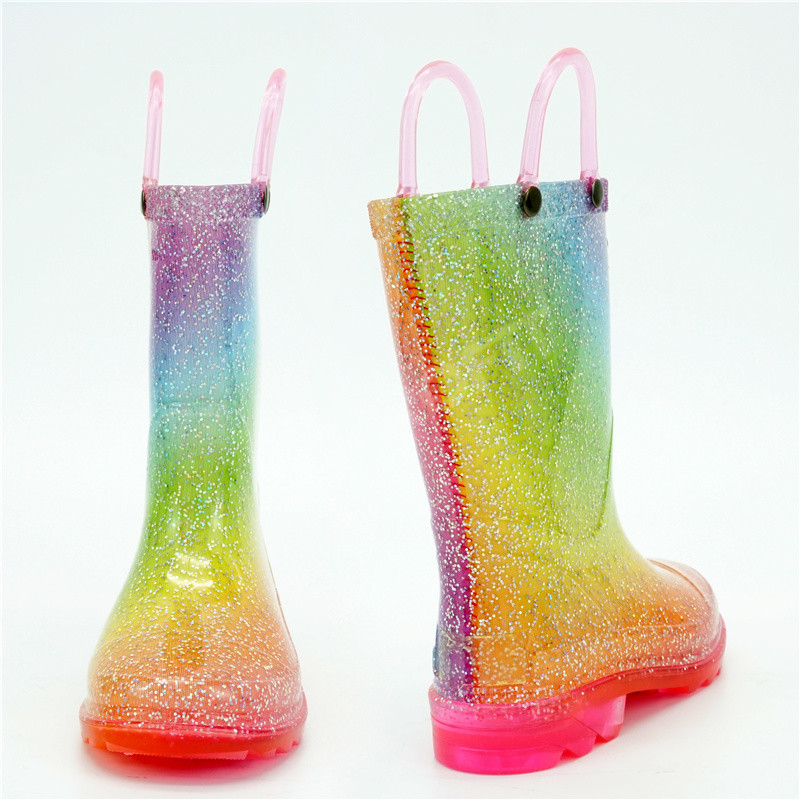 35EU Glitter Light Up Rain Boots , Flexible Non Slip Rain Boots