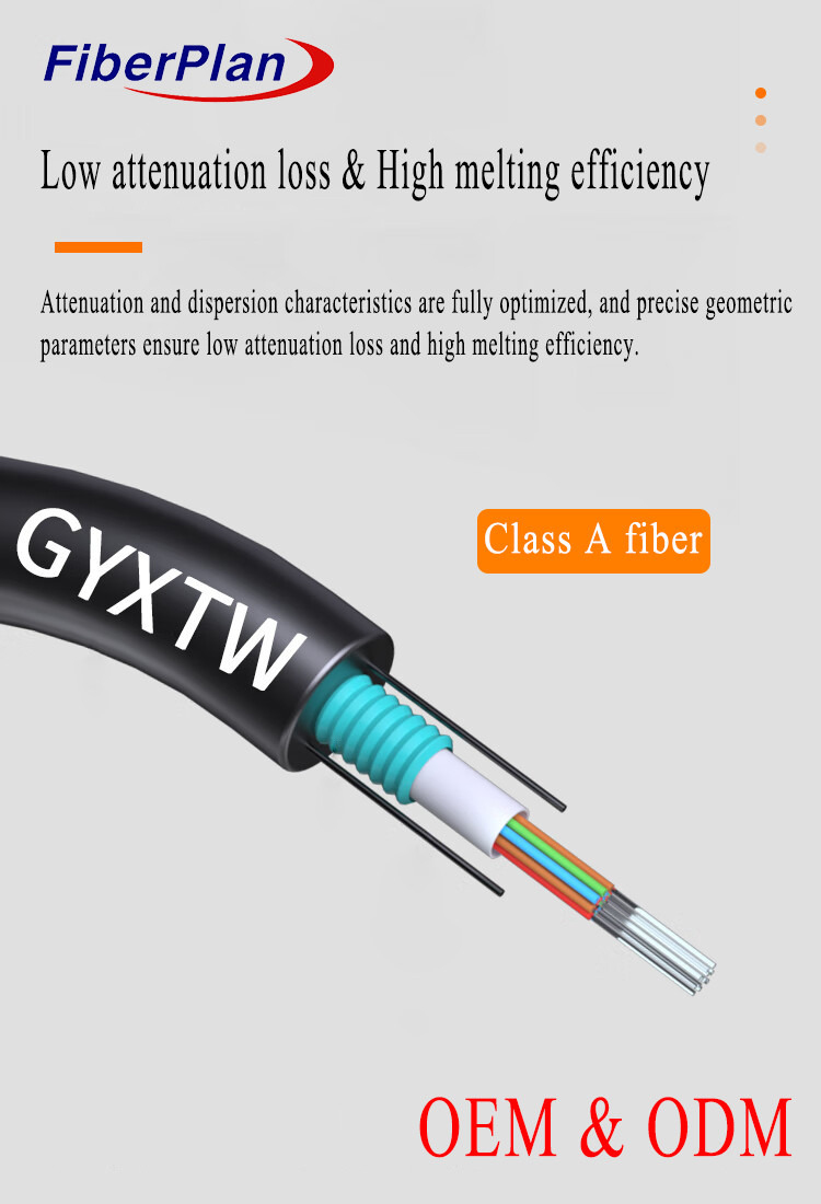 Outdoor Armored GYXTW G652D Singlemode 6 To 24 Core Fiber Optic Cable