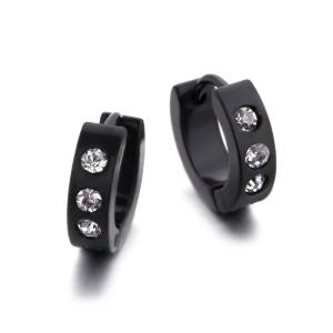 Quality Custom CZ Earring Jewelry Hopp Earrings Black Plated Studs Circle Clip on Earrings wholesale