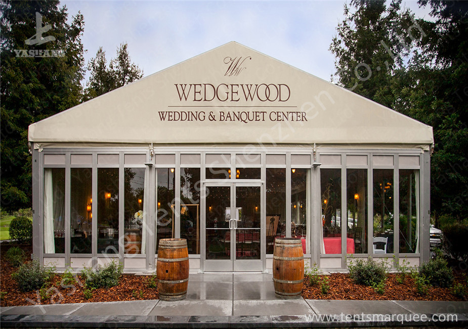 Outside Large Square Aluminum Profile Luxury Wedding Tents Decorated With Lining