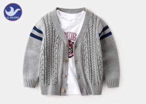 Quality Preteens Boys Cable Knit Cardigan Striped Long Sleeves Buttons Closure wholesale