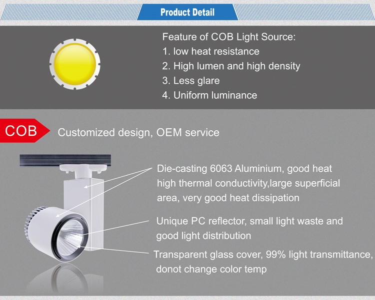 COB 30w LED track light hot sale