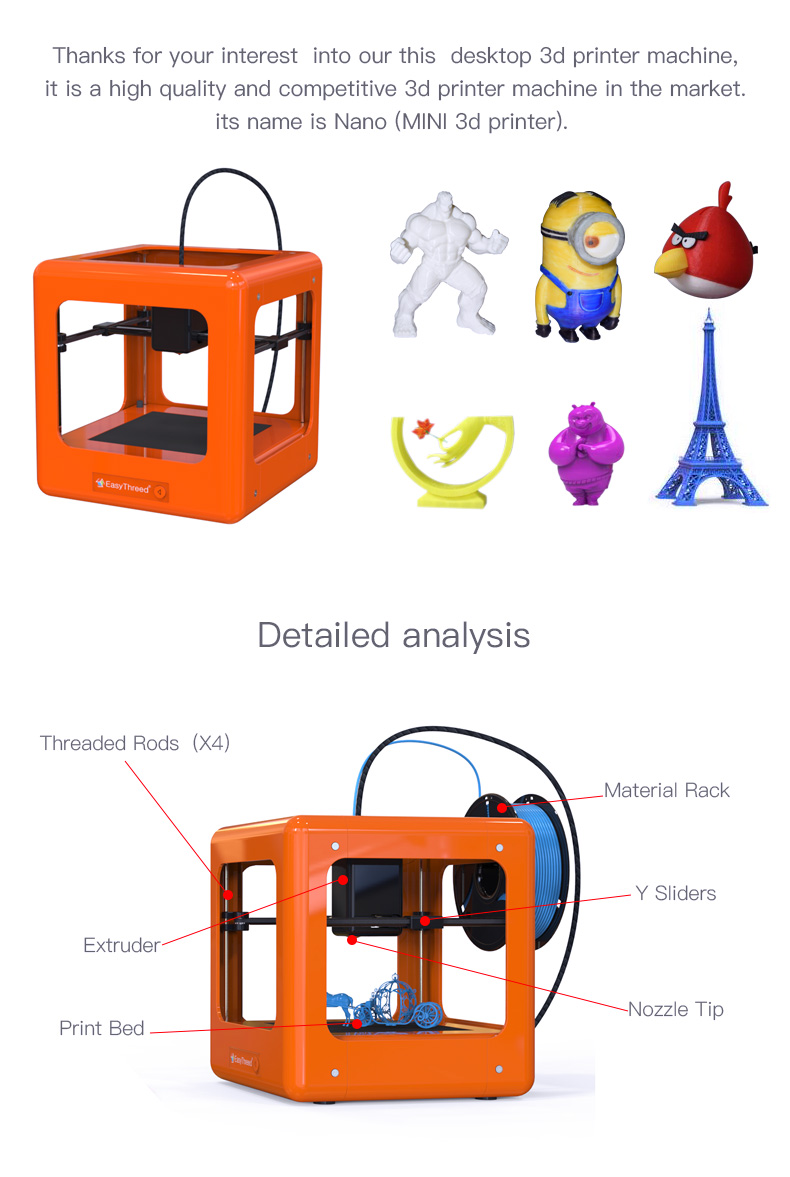 Easythreed Most Popular Fast Speed High Quality heatedbed large 3D Printer