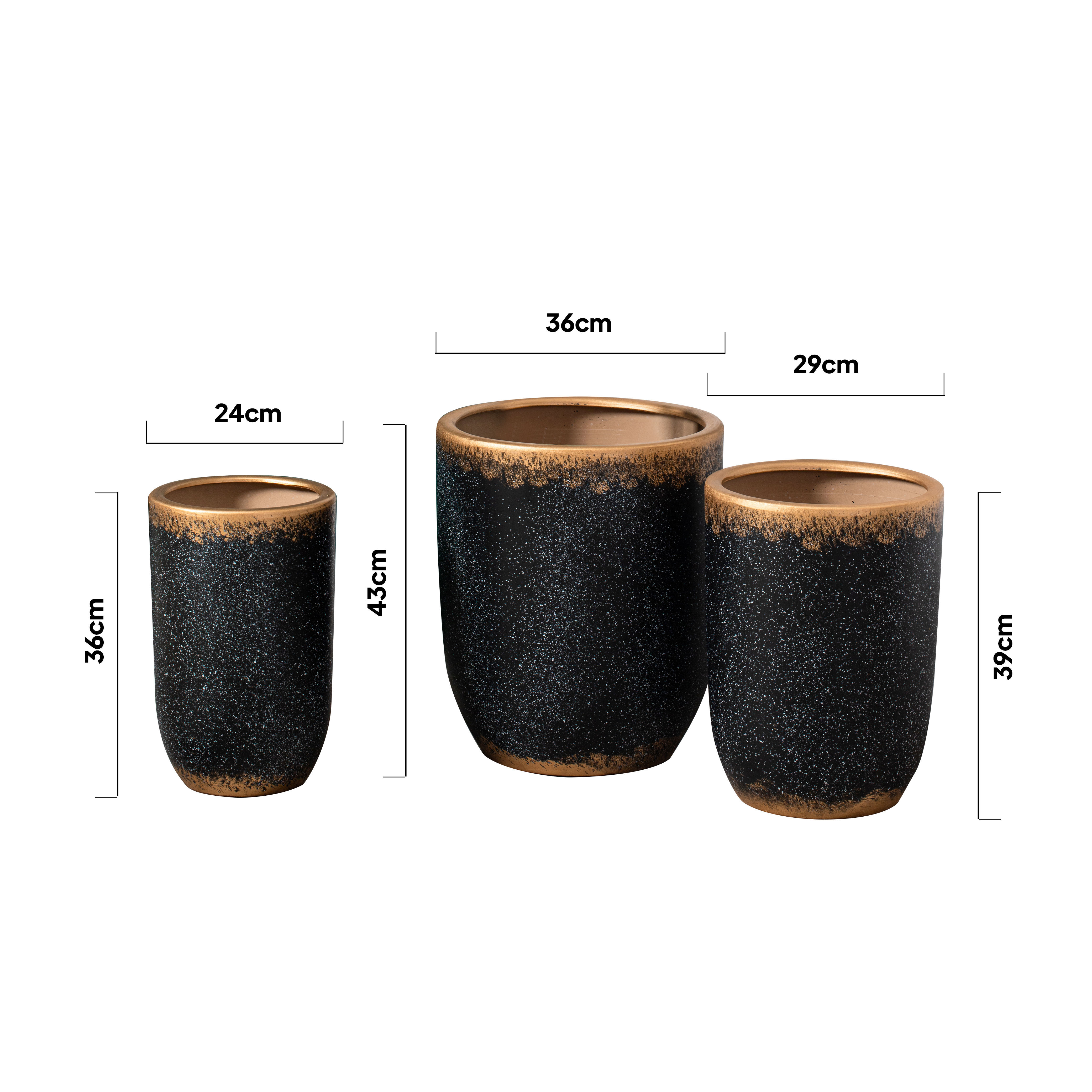 Minimalism style indoor outdoor balcony decor matte flower pots mold black gold ceramic cactus pots plant pots