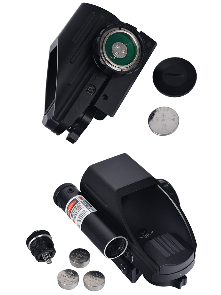 82mm Length Matte Black 1X22X33 Tactical Red and Green Reflex Sight with Red Laser