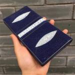Unisex Style Authentic Real Stingray Skin Women Long Wallet Female Purple Thin