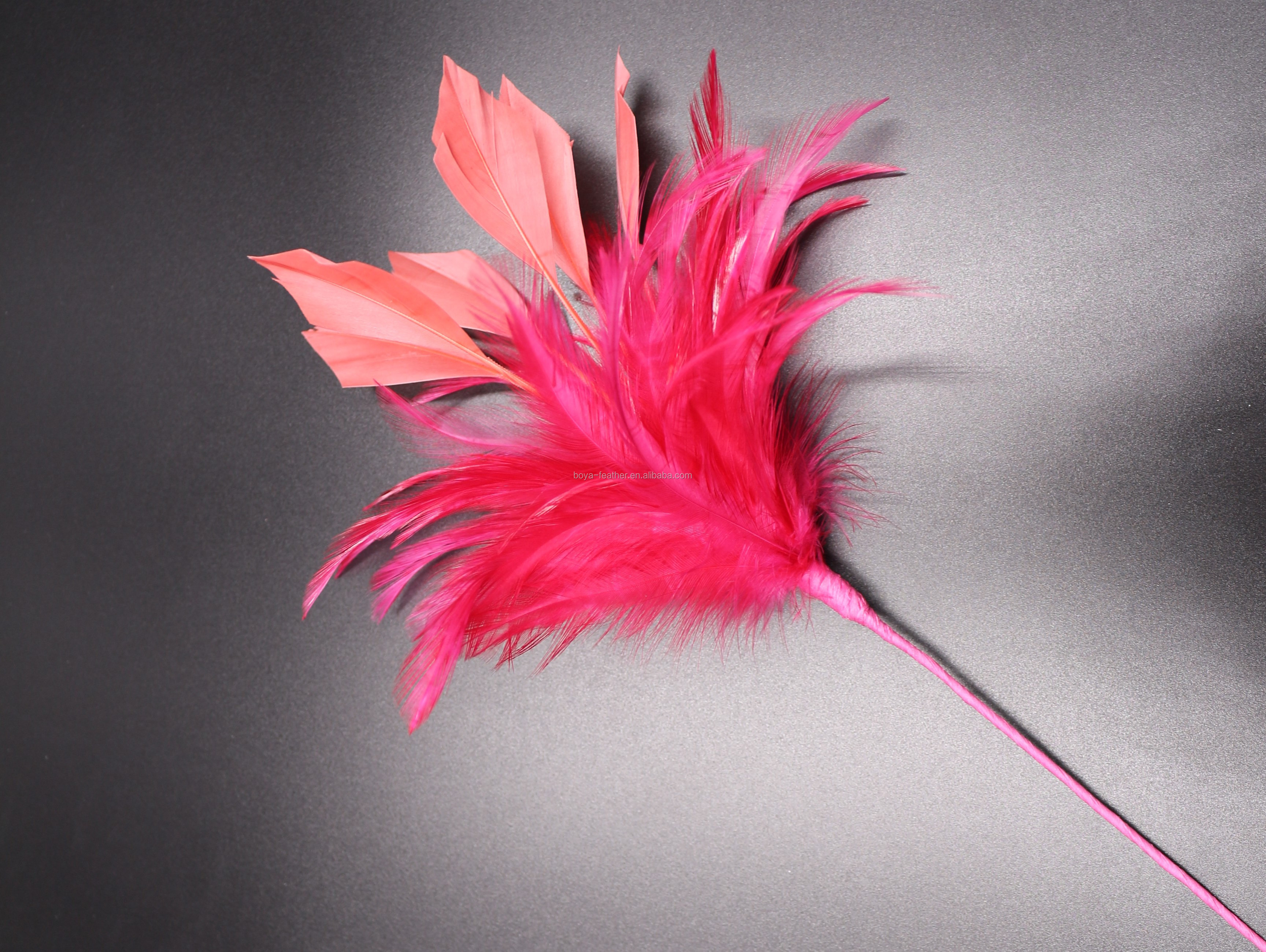 5*15 cm Hackle And Coque Feather Flower Mount with Wire Accessory Goose Feather