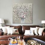 Modern Texture Hand Painted Oil Painting Colorful Flower Canvas Wall Art For