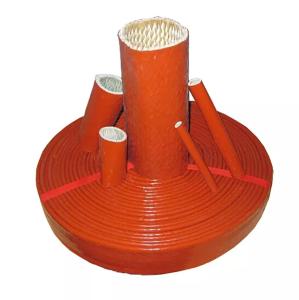 Quality 80mm Silicone Rubber Coated Fiberglass Braided Sleeve Fireproof Heat Insulation wholesale