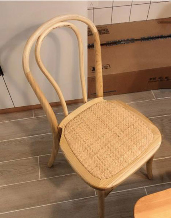 Stackable Nordic Dining Chair Solid Wood Balcony Rattan Dining Chair