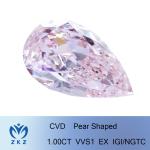 ZKZ Diamonds Pink Collections Synthetic Man Made Lab Grown Diamonds CVD 1ct Pear