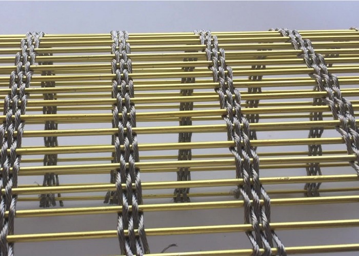 10m Woven Architectural Metal Mesh / Decorative Mesh Curtain For Construction