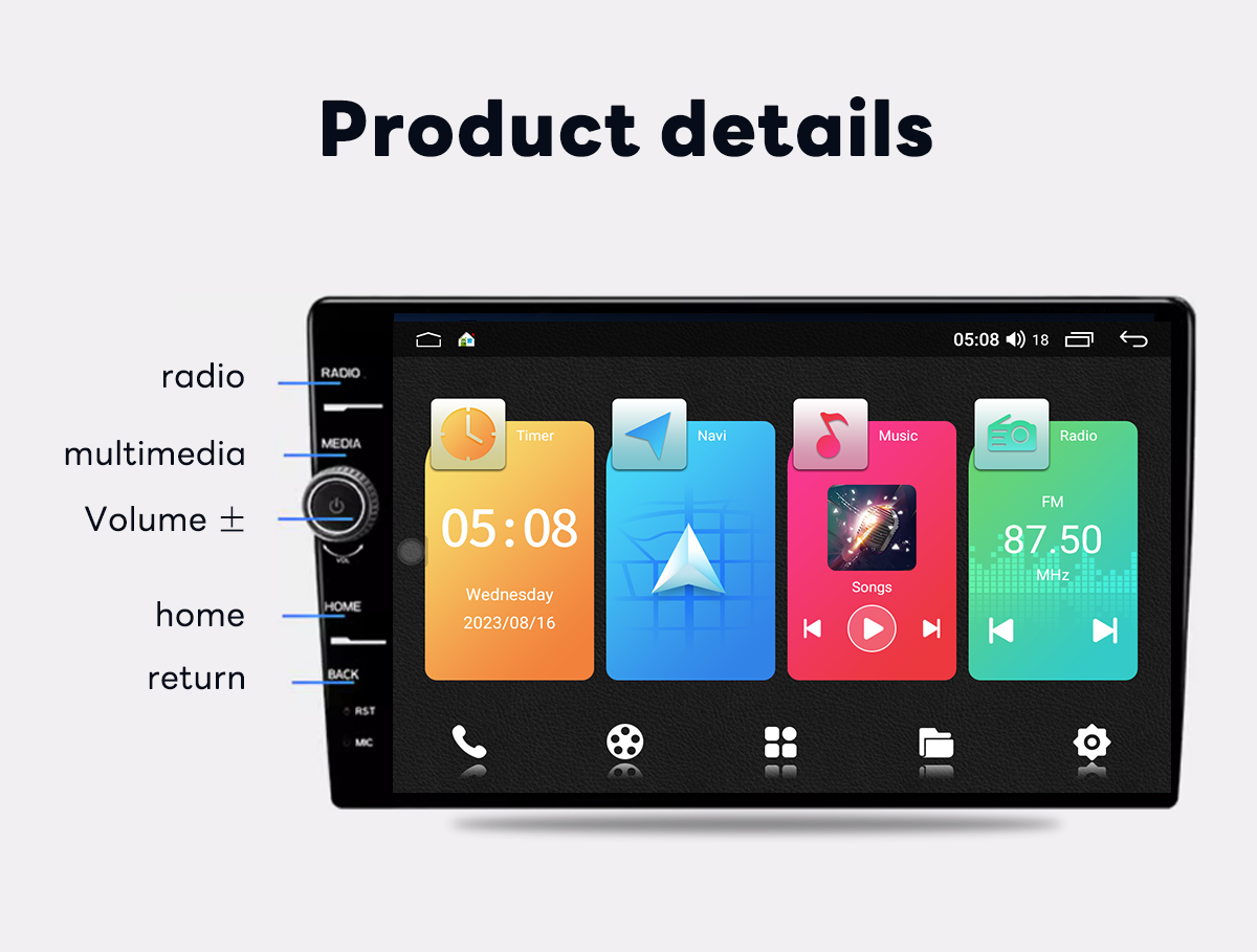 2 32G Knob QLED Android 10 Car Audio 9/10inch Universal Radio 1280*720 Carplay GPS Navigator