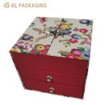 Glossy Lamination Cardboard Drawer Box with Magnet Flip Printing Flower For