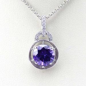 Quality Sterling Silver 9mm Round Amethyst Cubic Zircon Pendant 925 Silver Chain (PSJ045) wholesale