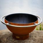 Large Portable 120cm Corten Steel Fire Pit For Courtyard