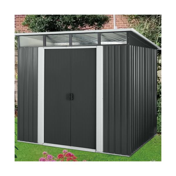 Anthracite Green Pent Roof Metal Shed / Skylight Storage Shed 4x6ft 4x8ft 6x8ft
