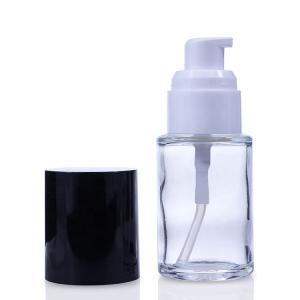 Quality 30 Ml Empty Round Frosted Makeup Liquid Foundation Pump Glass Bottle F036 wholesale