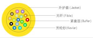 Quality 12 Core Optical Fiber Cable SM PVC Dia 5.1mm GJFJV-12B1 9/125 wholesale