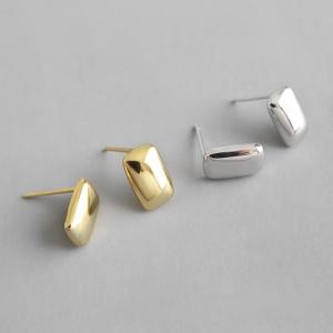 Quality Lanciashow Smooth 925 Sterling Silver Gold Plated Square Stud Earrings Fine Jewelry wholesale