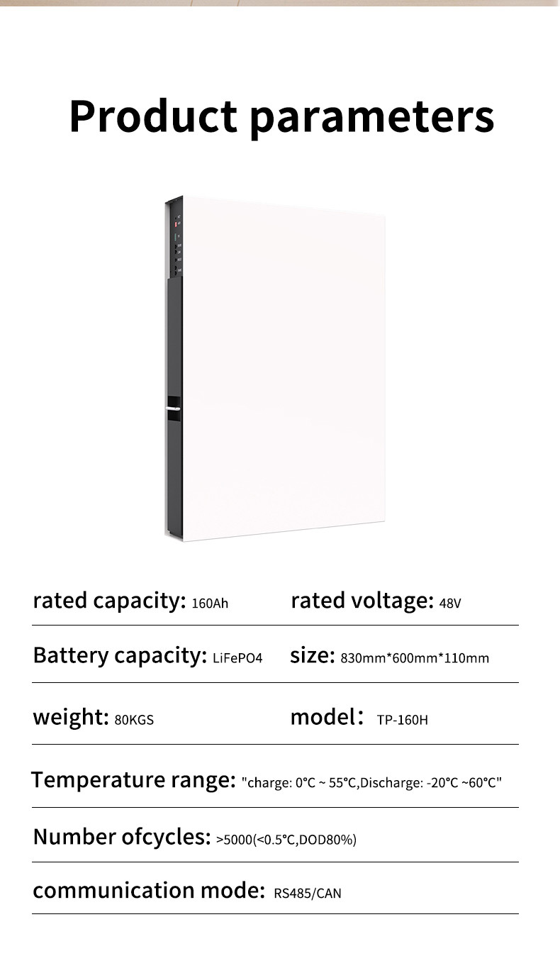48V LiFePO4 Battery Pack with 160Ah Capacity