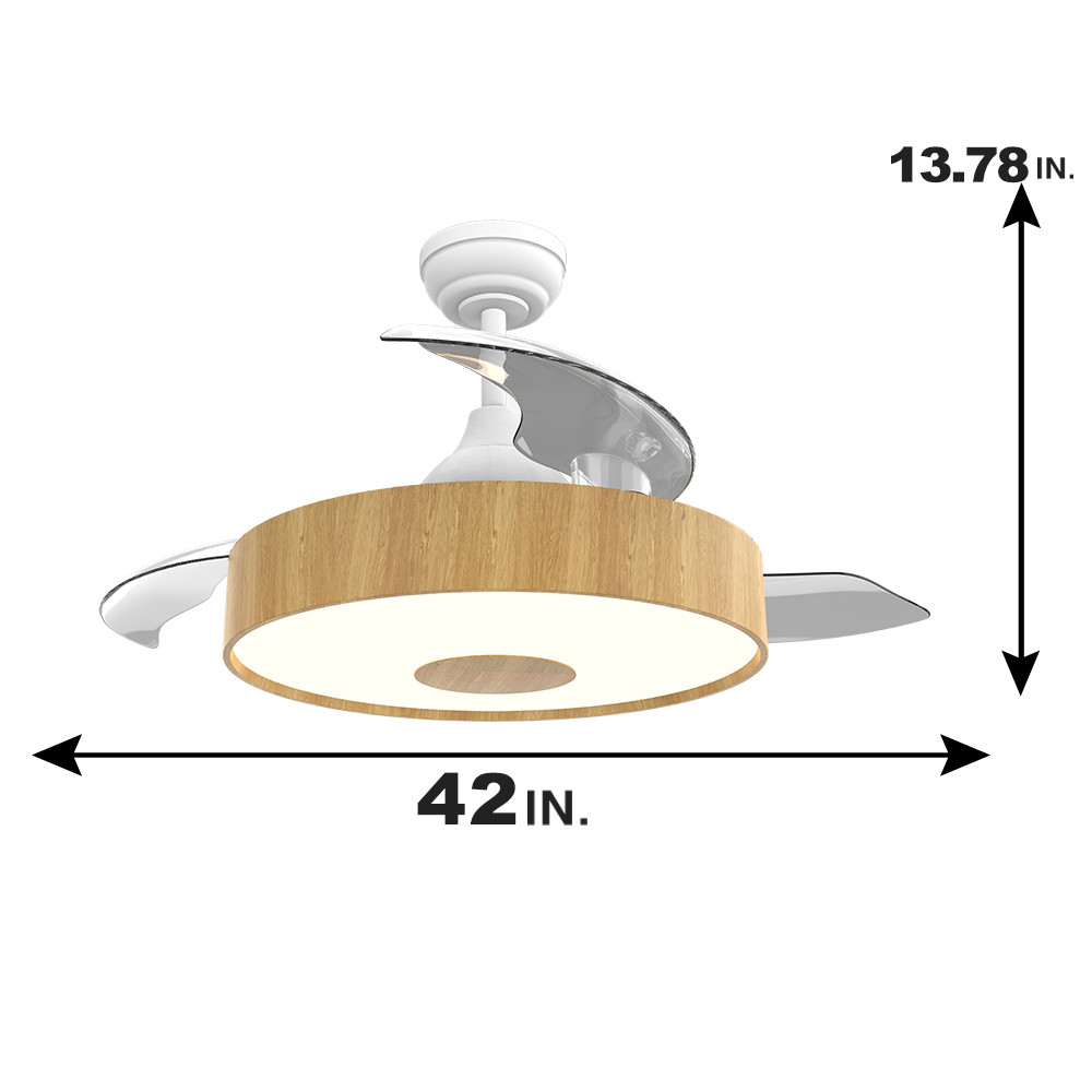 European Style BLDC Ceiling Fan 42 Inch Retractable Ceiling Fan With Light And Remote