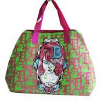 75g Silk screen printing beauty elipe shape sea beach zipper non woven carry bag