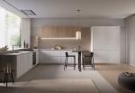 Customized L Shaped Minimalist Kitchen Cabinets Design Wood Veneer Kitchen Set
