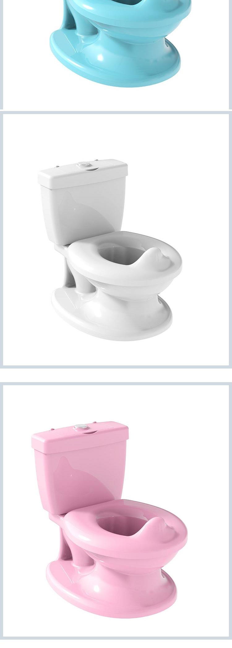 Childrens Simulation White Blue Pink Solid Baby Training Potty with Flushing Sound