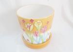 Dolomite Hand Painted Ceramic Planters , Ceramic Flower Planters Earthenware