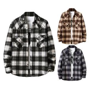 Quality Men Flannel Plaid Shirt Cotton-Padded Thermal Shirts Mens Sports Shirts Fall wholesale
