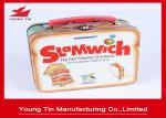 Plastic Handled Candy Gift Tins , Tinplate Food Packaging Lunch Metal Tin Box