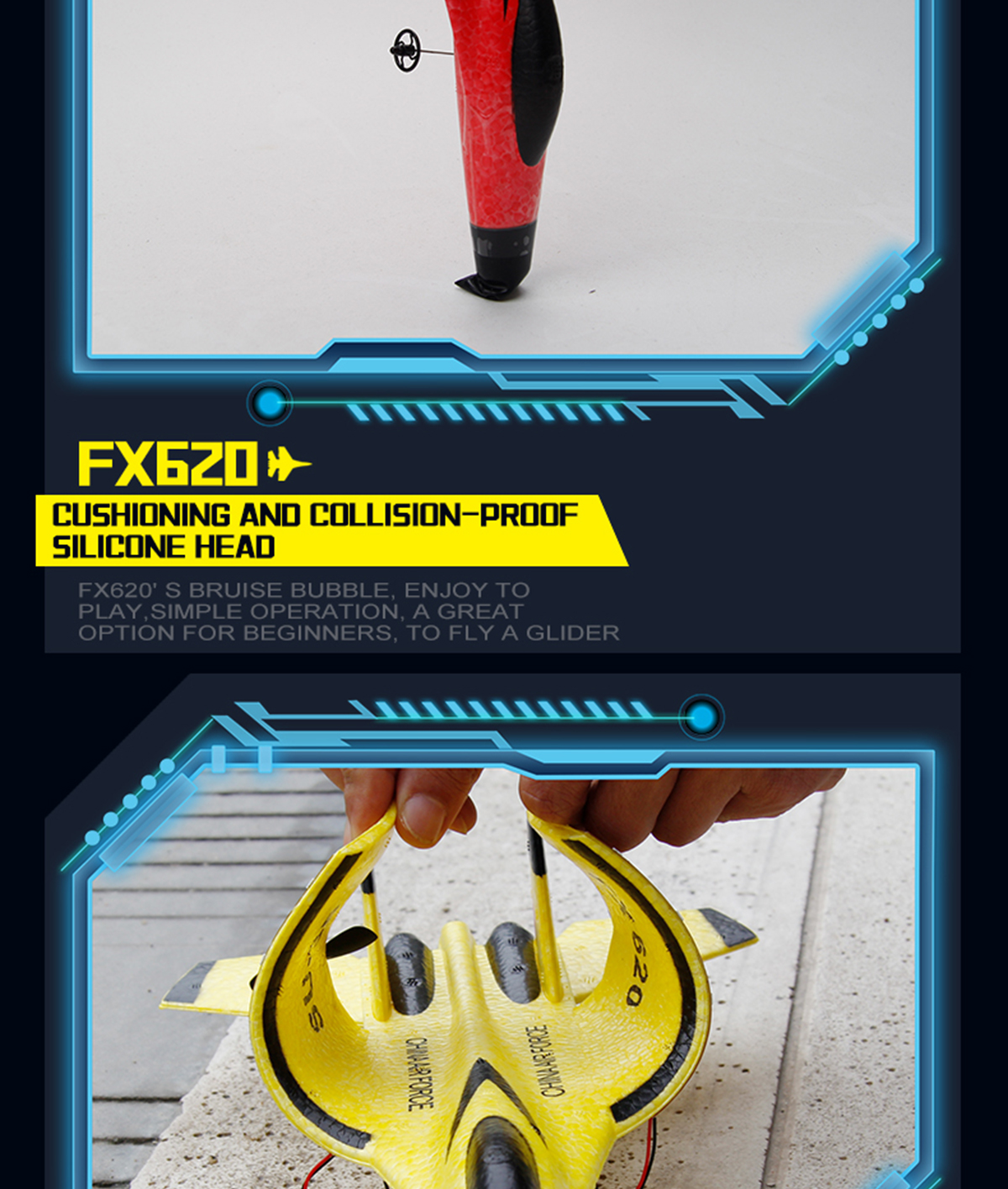 FX620 2.4GHz 2-Channel Foam RC Plane Model Glider RC Jet Airplane with Charging Time of 60 Mins and 3.7V 150mAh Battery