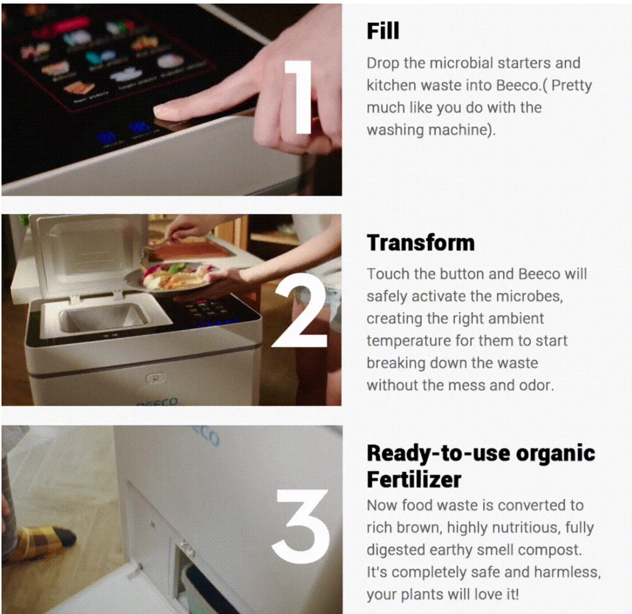 Smart Countertop Compost Machine Odor Free Automatic For Kitchen