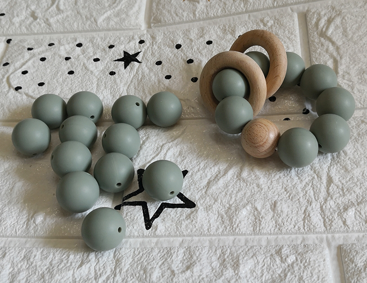 New Color BPA Free Baby Chew Necklace Round Silicone Teething Beads Brown/pink/orange/green/blue or Custom Color DL13-005 CN;GUA