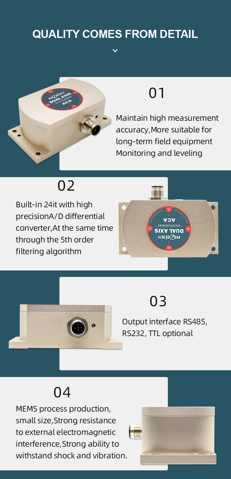 ACA616T Sensor inclinometer Wide voltage input For Building Inclination Monitor