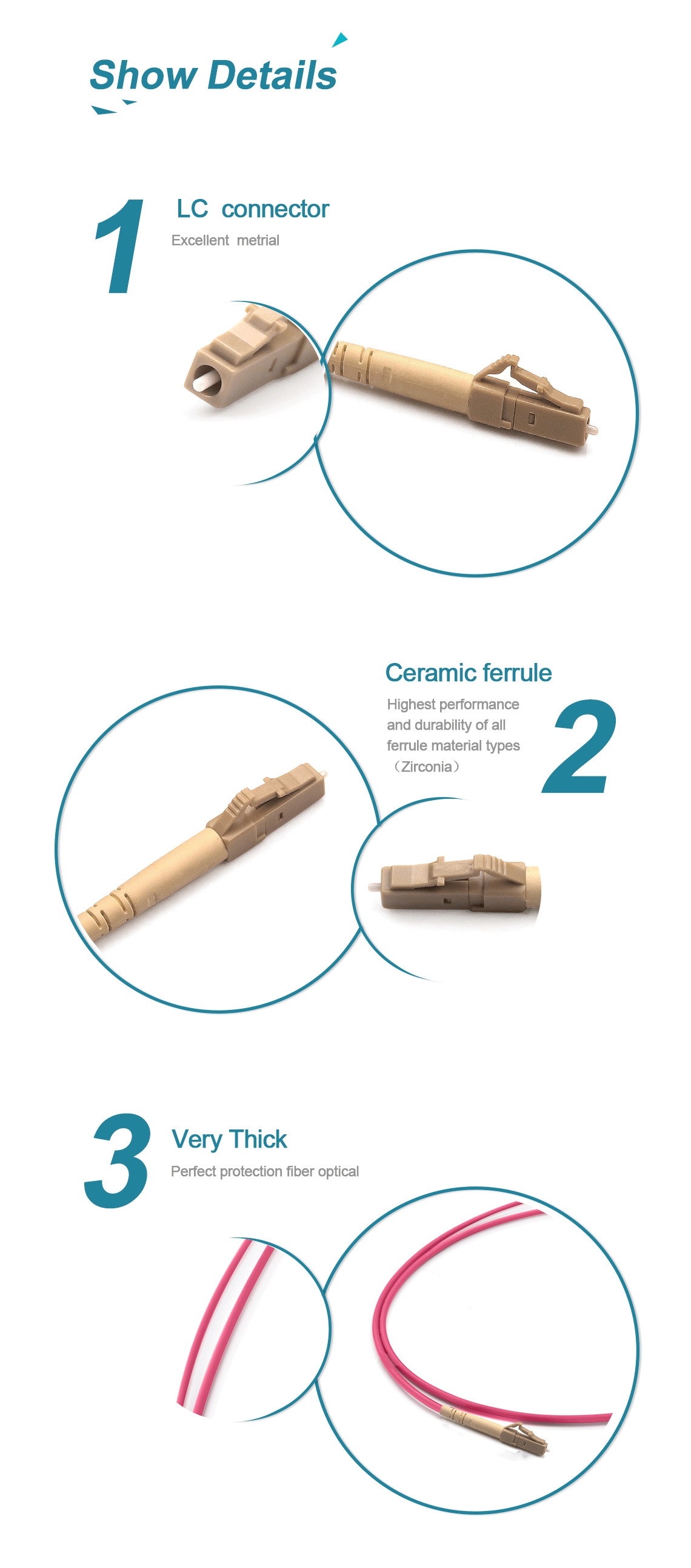 Flexible OM4 Multimode Simplex Fiber Optic Cable With LC Connector