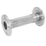 Flexible Metal Corrugated Pipe with Flange Connection Silver Stainless Steel 304