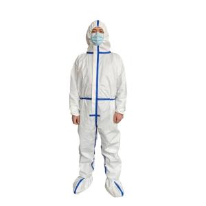 Quality White Non Woven Protective Clothing , Durable Disposable Hooded Coveralls wholesale
