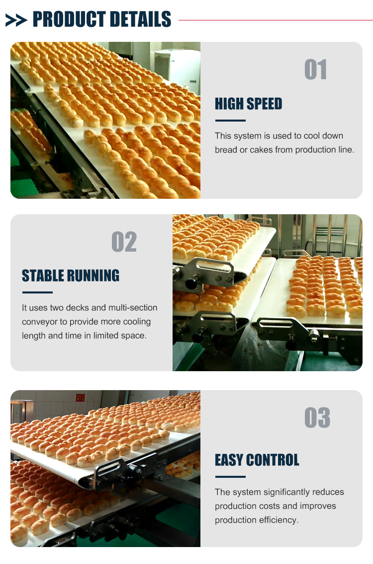 Stainless Steel Belt Conveyor System Automatic Food Grade Cooling Conveyor