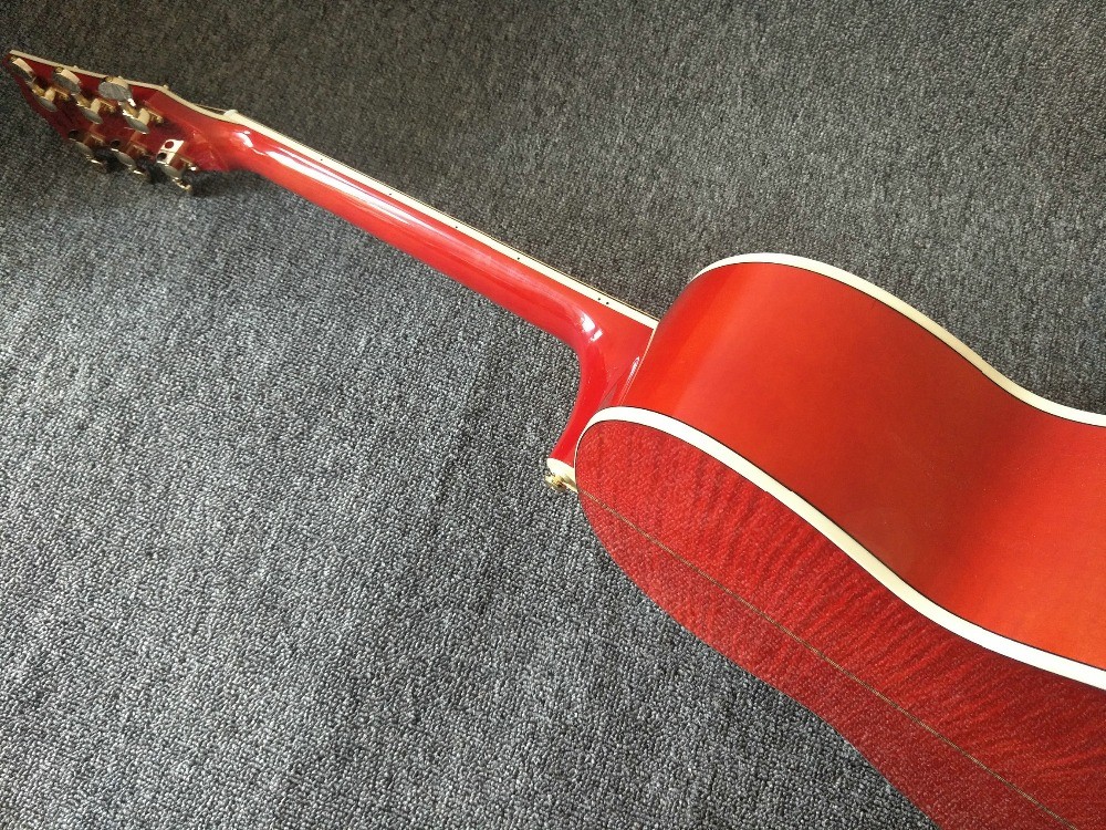 customization G200 Acoustic Guitar Flame red Top Solid spruce maple Tiger stripes Body Guitar