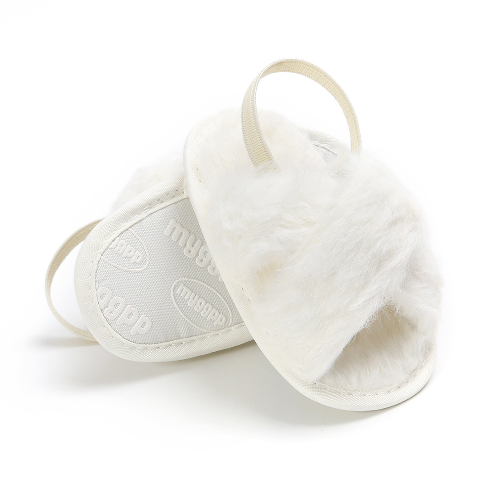 New designed Faux fur soft-sole 0-18 months girl anti-slip walking baby sandals