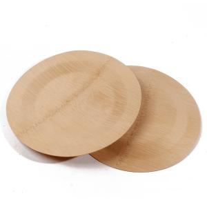 Quality Organic Disposable Round Bamboo Fiber Plates Tableware 23cm wholesale