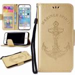 Embossed Mermaid Mariner Spirit Leather Wallet Case for iPhone