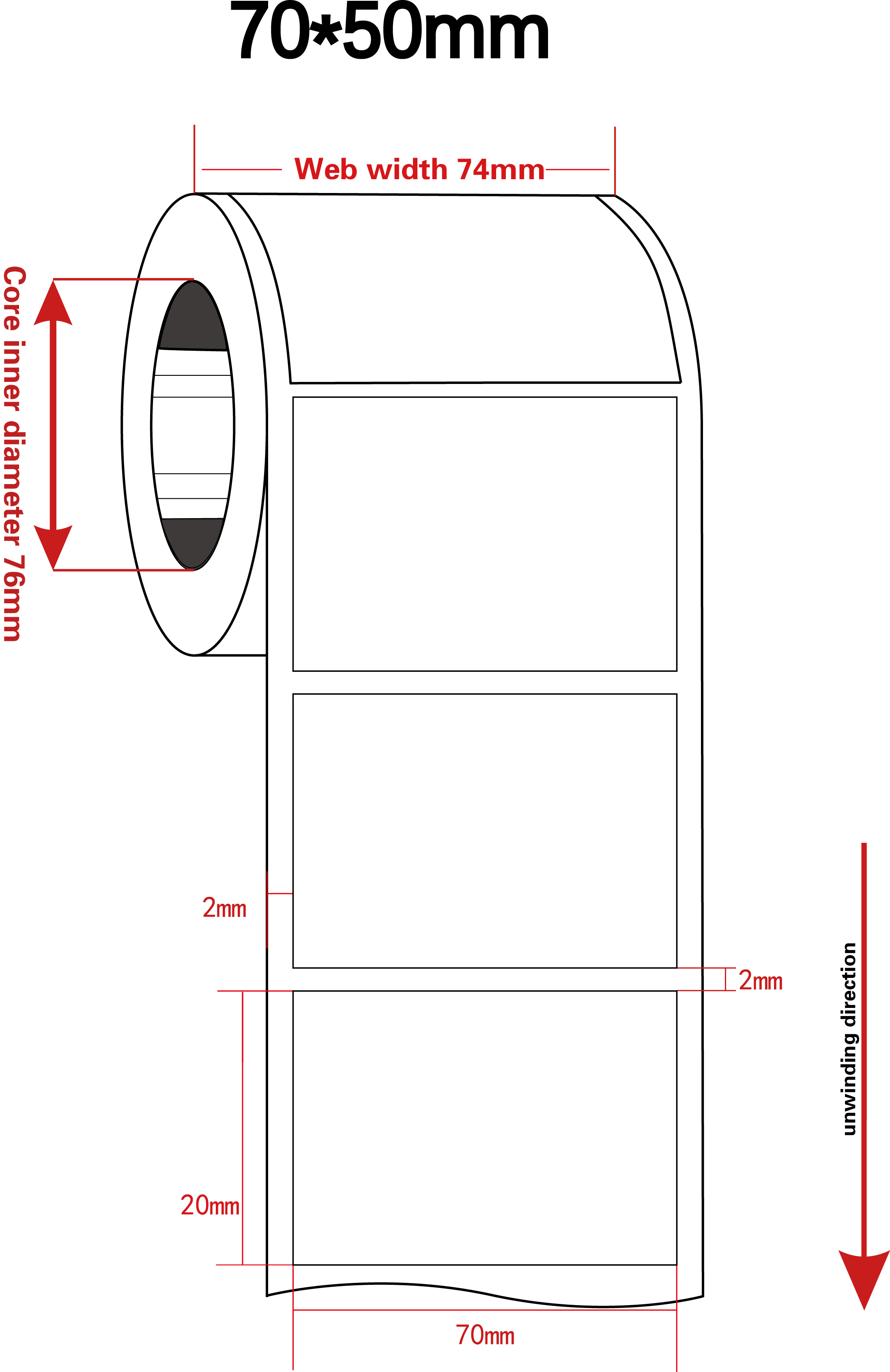 70mmx50mm 1mil White Matte High Temperature Resistant Polyimide Label