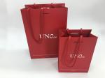 Red Bottom Folding Branded Paper Bags With Cotton Rope , Silver Foil Logo