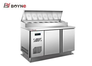 Quality Stainless Steel Embraco Compressor Two Door Pizza Preparation Refrigerator For Bakery Shop wholesale