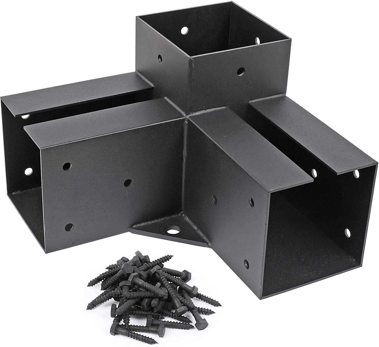 Black 4*4 6*6 Modular Size Metal Steel 3 Way Corner Pergola Bracket Wood Connectors Post Base Kits