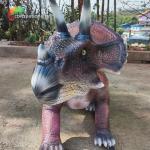 Outdoor Playground Fiberglass Animatronic Dinosaur Triceratops Water Repellent