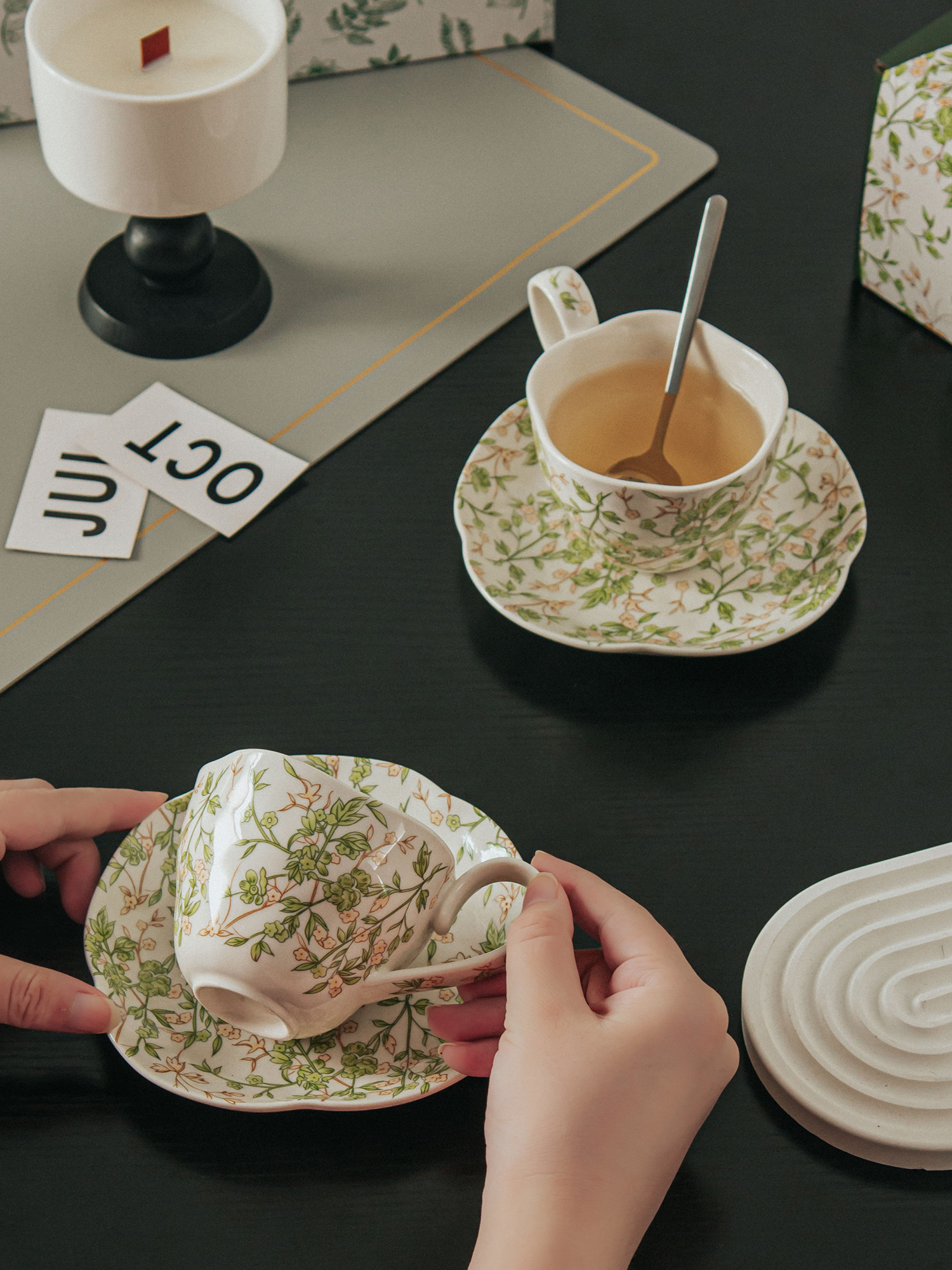 Elegant Porcelain Espresso Cup And Saucer Set Ceramic Mug And Saucer Sustainable 150ml 750ml